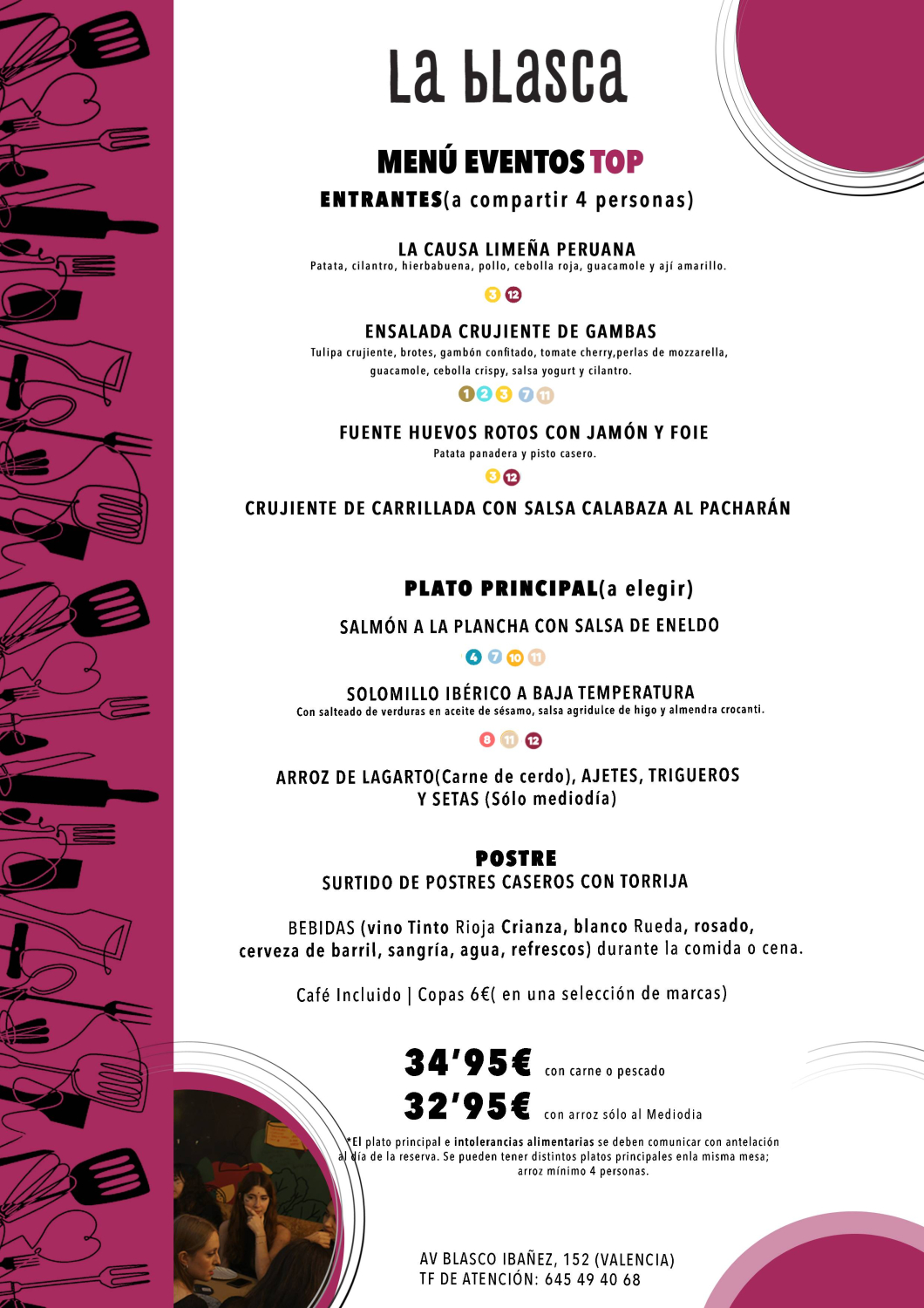 MENÚ EVENTOS TOP JUNIO Alérgenos